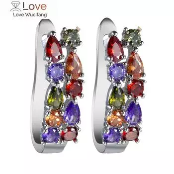 Серьги-подвески из цветного циркония, гипоаллергенные серьги для женщин, ювелирные аксессуары, модные серьги-подвески