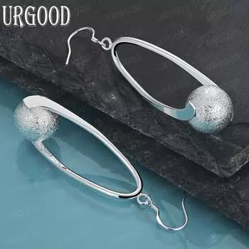 Серьги-подвески из матового серебра 925 пробы с круглыми бусинами для пирсинга, модные свадебные украшения ME030