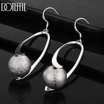 Серьги-подвески из матового серебра 925 пробы с круглыми бусинами для пирсинга, модные свадебные украшения ME030