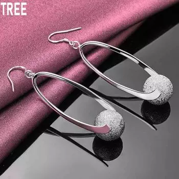 Серьги-подвески из матового серебра 925 пробы с круглым шаром и бусинами для пирсинга, модные свадебные украшения ME030