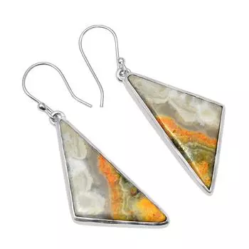 Серьги-подвески из натурального стерлингового серебра 925 пробы с яшмой из натурального шмеля для женщин и девочек KE-344 жёлтый