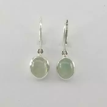 Серьги-подвески из натурального зеленого овального пренита с драгоценными камнями из стерлингового серебра 925 пробы