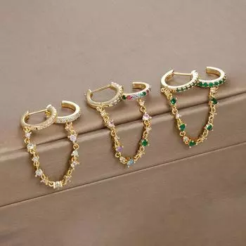 Серьги-подвески из нержавеющей стали с кристаллами CZ в Европе и Америке, модные ювелирные изделия с пряжкой для ушей, подарки на день рождения для женщин