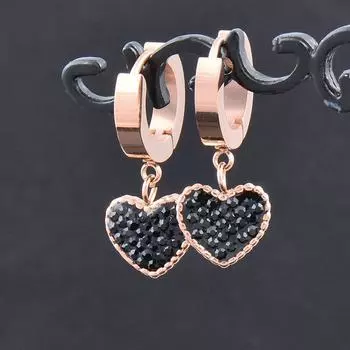Серьги-подвески из нержавеющей стали с черным сердцем, розовые серьги для женщин, ювелирные изделия 2023, тренд 187 Ko2