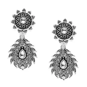 Серьги-подвески из оксидированного серебра с фианитами для женщин и девочек, пара из 1 шт.