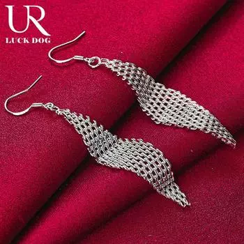 Серьги-подвески из переплетенного серебра 925 пробы, модные свадебные украшения 7.50*1.50cm