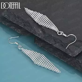 Серьги-подвески из переплетенной сетки из стерлингового серебра 925 пробы, модные свадебные украшения 7.50*1.50cm