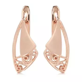 Серьги-подвески из розового золота с глянцевыми листьями для женщин MIT