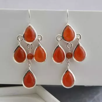 Серьги-подвески из сердоликаСерьги-подвески из сердоликаСерьги-подвески из сердоликаСерьги-подвески из сердолика Free Size красный