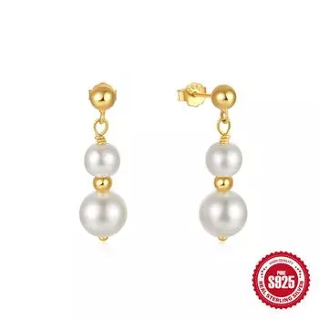 Серьги-подвески из стерлингового серебра 925 пробы в простом стиле Ins, удобные женские серьги с премиальным дизайном и жемчугом 925 Silver