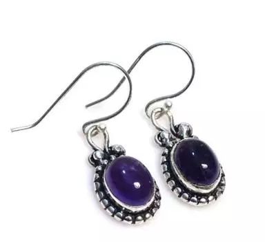 Серьги-подвески из стерлингового серебра 925 пробы с аметистом, подарок для нее, эффектные серьги
