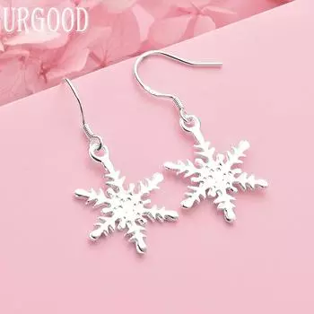 Серьги-подвески из стерлингового серебра 925 пробы в виде снежинок, свадебные украшения 3.70*1.00cm
