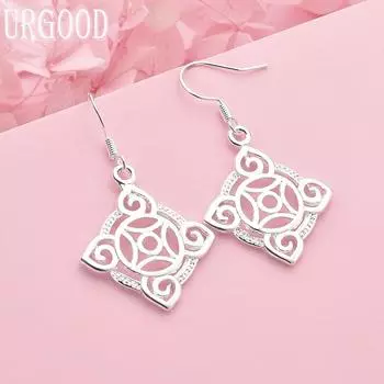 Серьги-подвески из стерлингового серебра 925 пробы с модным узором, свадебные украшения 4.30*2.50cm