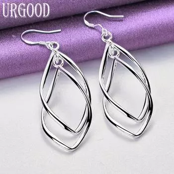 Серьги-подвески из стерлингового серебра 925 пробы с геометрическим рисунком, подарочные модные украшения 6.20*1.80cm