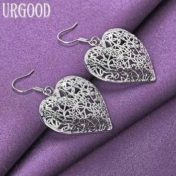 Серьги-подвески из стерлингового серебра 925 пробы с романтическим сердечком, подарочные модные украшения 3.00*2.90cm
