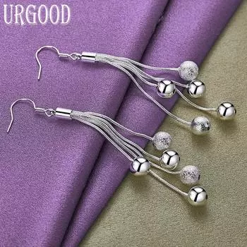 Серьги-подвески из стерлингового серебра 925 пробы, романтические бусины, вечерние подарки, красивые ювелирные изделия 8.60cm