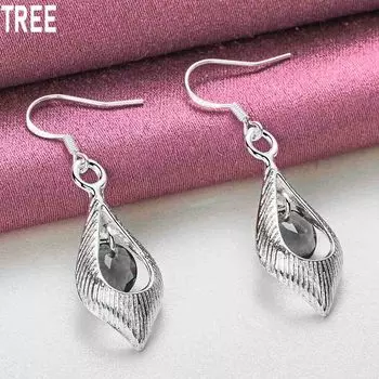 Серьги-подвески из стерлингового серебра 925 пробы с фиолетовым цирконием AAA, модные свадебные украшения с шармом 2.30*1.00cm