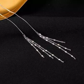 Серьги-подвески из стерлингового серебра 925 пробы с кисточками и сверкающими многослойными звеньями для женщин, элегантные ювелирные изделия для свадебной вечеринки eh1328