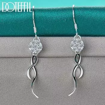 Серьги-подвески из стерлингового серебра 925 пробы с круглыми бусинами 8 мм и цирконием класса ААА, модные свадебные украшения 4.70*0.50cm