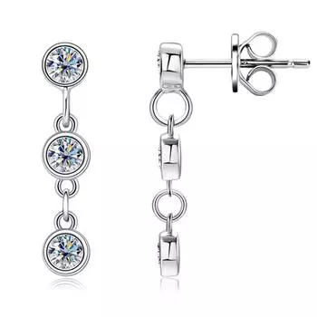 Серьги-подвески из стерлингового серебра 925 пробы VVS1 3EX с настоящим муассанитом и бриллиантами, висячие серьги, свадебные украшения для женщин