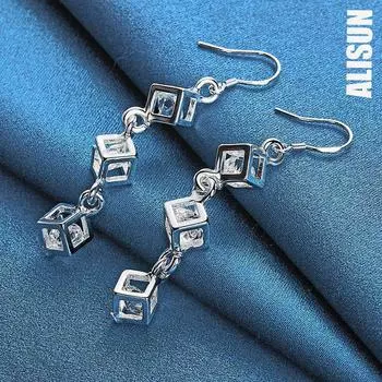 Серьги-подвески из стерлингового серебра 925 пробы с белым камнем и цирконом класса ААА, модные свадебные украшения 3.80*0.80cm