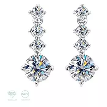 Серьги-подвески из стерлингового серебра 925 пробы 2,6 карата с муассанитом для женщин, праздничное платье, предложение на свадьбу, помолвку, день рождения, годовщину 2.6CT