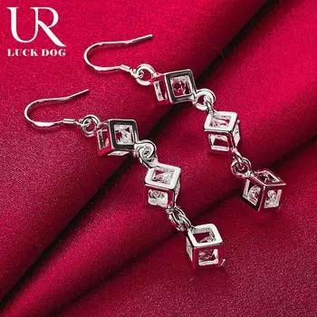 Серьги-подвески из стерлингового серебра 925 пробы с белым камнем и цирконом класса ААА, модные свадебные украшения 3.80*0.80cm