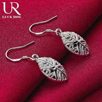 Серьги-подвески из стерлингового серебра 925 пробы в форме листа для пирсинга, модные свадебные украшения 3.40*1.10cm