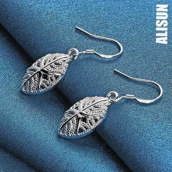 Серьги-подвески из стерлингового серебра 925 пробы в форме листа для пирсинга, модные свадебные украшения 3.40*1.10cm