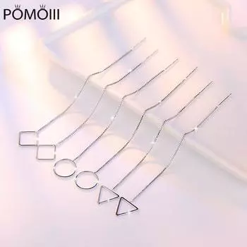 Серьги-подвески из стерлингового серебра 925 пробы с геометрическим узором, треугольной, круглой, квадратной, длинной кисточкой, ювелирные изделия S-E456