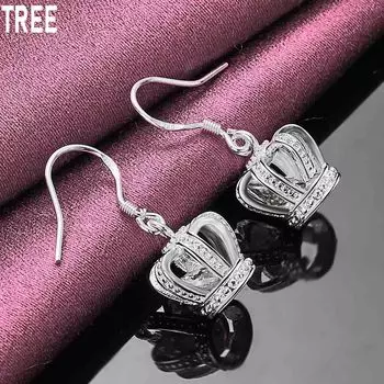 Серьги-подвески из стерлингового серебра 925 пробы с короной и цирконием класса ААА, модные свадебные украшения 2.80*0.9cm