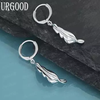 Серьги-подвески из стерлингового серебра 925 пробы в виде витого листа, модные свадебные украшения 4.00*0.90cm