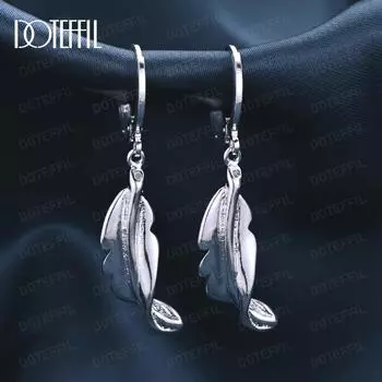 Серьги-подвески из стерлингового серебра 925 пробы в виде витого листа, модные свадебные украшения 4.00*0.90cm