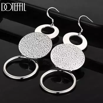 Серьги-подвески из стерлингового серебра 925 пробы с тремя кругами, модные свадебные украшения 2.50*7.30cm