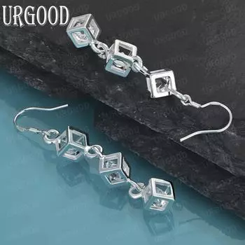 Серьги-подвески из стерлингового серебра 925 пробы с белым камнем и цирконом класса ААА, модные свадебные украшения 3.80*0.80cm