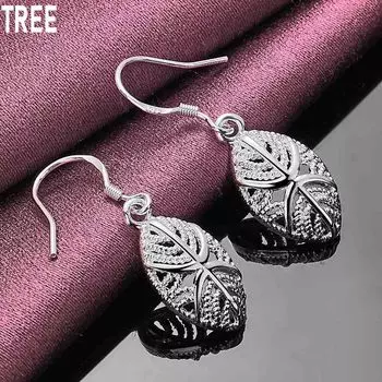 Серьги-подвески из стерлингового серебра 925 пробы в форме листа для пирсинга, модные свадебные украшения 3.40*1.10cm