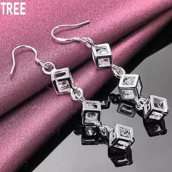 Серьги-подвески из стерлингового серебра 925 пробы с белым камнем и цирконом класса ААА, модные свадебные украшения 3.80*0.80cm