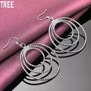 Серьги-подвески из стерлингового серебра 925 пробы с тремя кольцами, модные свадебные украшения 6.30*4.00cm