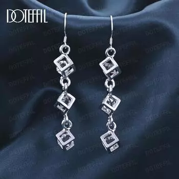 Серьги-подвески из стерлингового серебра 925 пробы с белым камнем и цирконом класса ААА, модные свадебные украшения 3.80*0.80cm