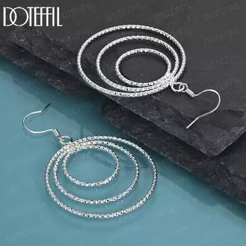 Серьги-подвески из стерлингового серебра 925 пробы с тремя кольцами, модные свадебные украшения 6.30*4.00cm