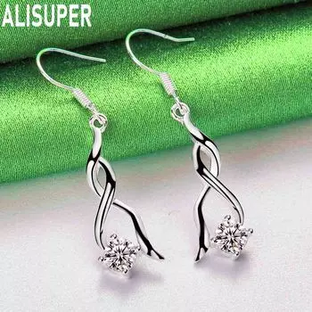 Серьги-подвески из стерлингового серебра 925 пробы с цирконием класса ААА, модные свадебные украшения с шармом 4.10*0.90cm