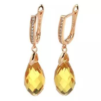 Серьги-подвески из желтого блестящего циркона для женщин MIT