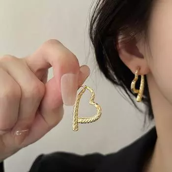 Серьги-подвески «Lava Love» с чеканной текстурой, тяжелая промышленность, персонализированные серьги в форме сердца