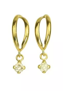 Серьги-подвески Leaf 18K Diamond Single K18 18K Gold Stone апреля Sa471 [Четыре клевера] Дамы