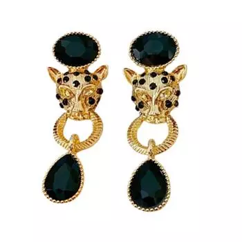 Серьги-подвески Леопард в стиле легкой роскоши, серьги-пусеты со стразами, винтажные серьги, женский подарок золотой