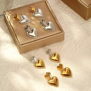 Серьги-подвески No Fading Love, женские, High Sense, нишевые, золотые и серебряные, ламинированные, титановые, стальные, двойные серьги-гвоздики