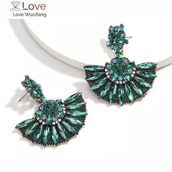 Серьги-подвески Pauli Manfi в форме веера с этническим дизайном и подвесками из горного хрусталя, женские ювелирные изделия, модная серия сережек в стиле бохо