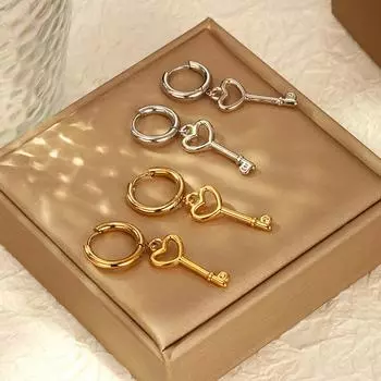 Серьги-подвески Premium Sense Key из нержавеющей стали, женские трендовые серьги из 18-каратного золота с покрытием