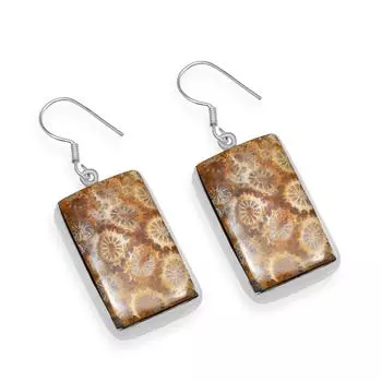 Серьги-подвески ручной работы из стерлингового серебра 925 пробы с ископаемым кораллом для женщин и девочек