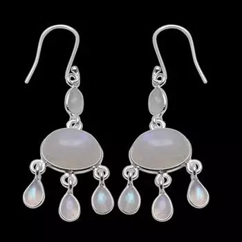 Серьги-подвески ручной работы с лунным камнем, подарок для нее, серебро 925 пробы, серьги с камнем по дате рождения, серебряные украшения